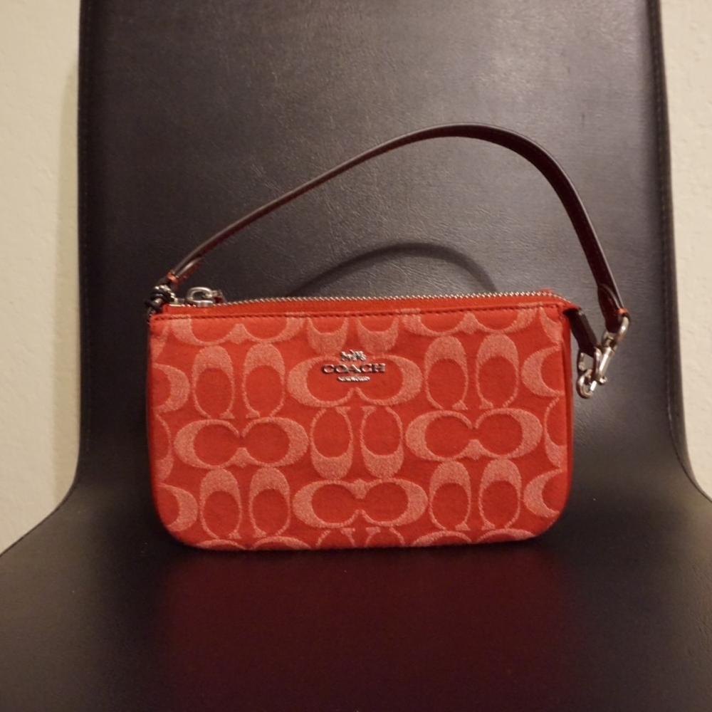 Coach Nolita 19 in Signature Denim Silver/True Red